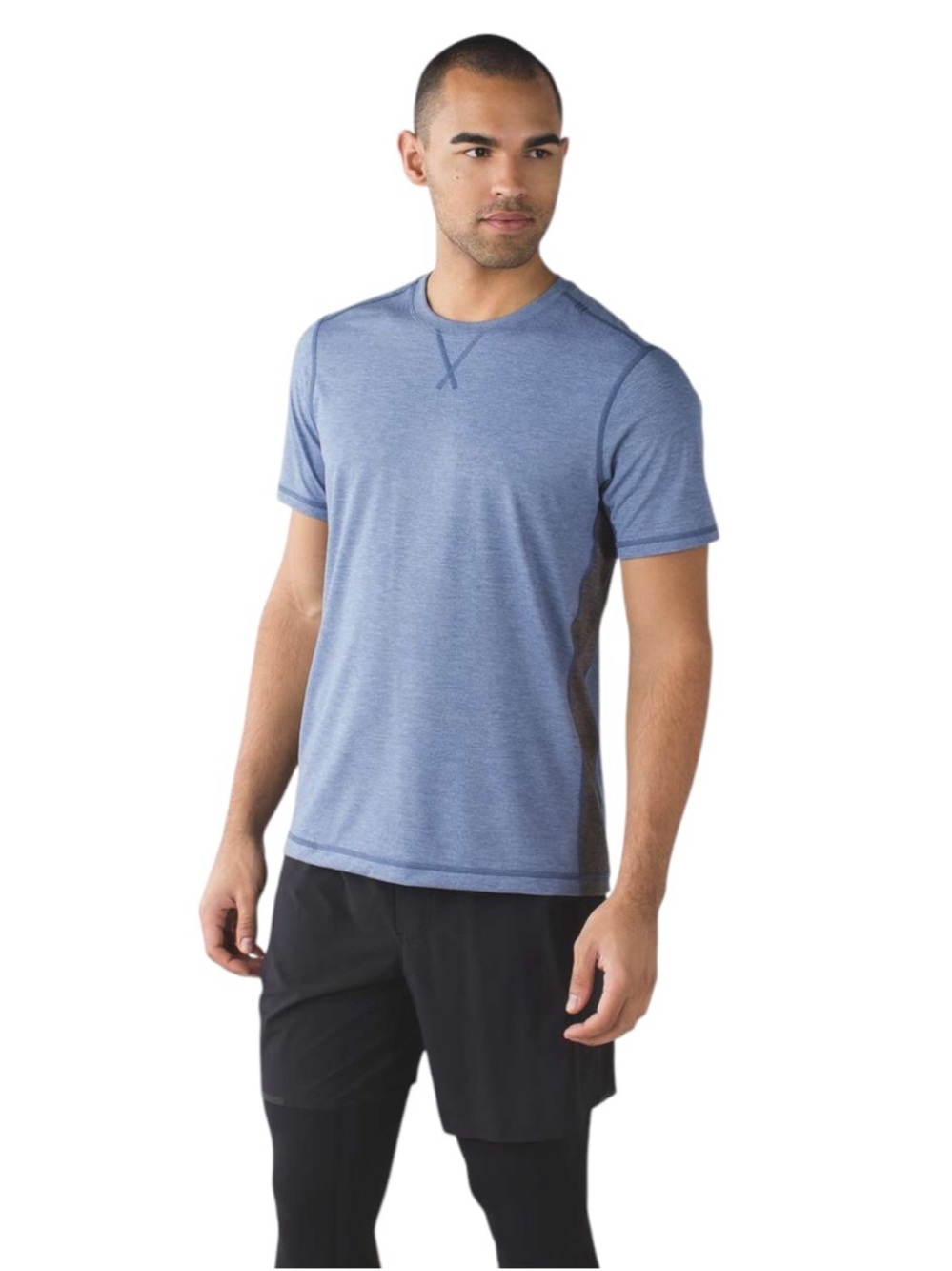 Lululemon – T.H.E. Crew – Heathered Dark Cobalt Training Tee – Sz. M